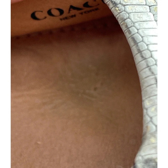 COACH Harlee Gold Snakeskin Embossed Pumps Pointed Toe Heels Shoes size 7 - Picture 16 of 16